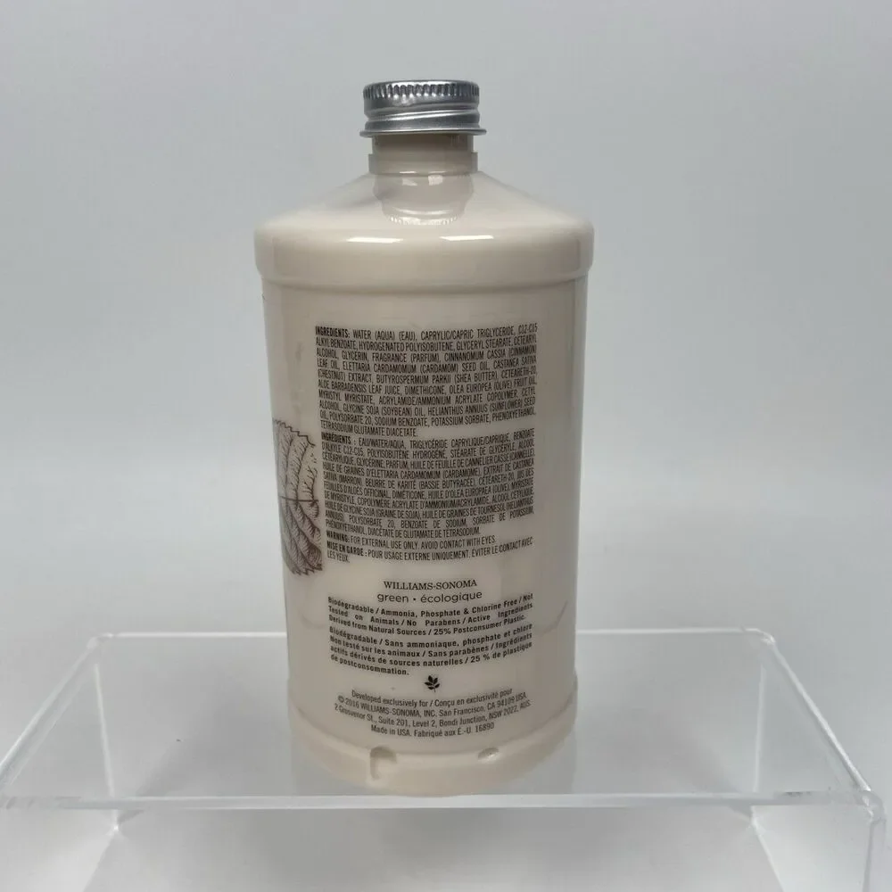 Williams Sonoma Spiced Chestnut Hand Lotion 16Oz Essential Oils Cinnamon & Clove